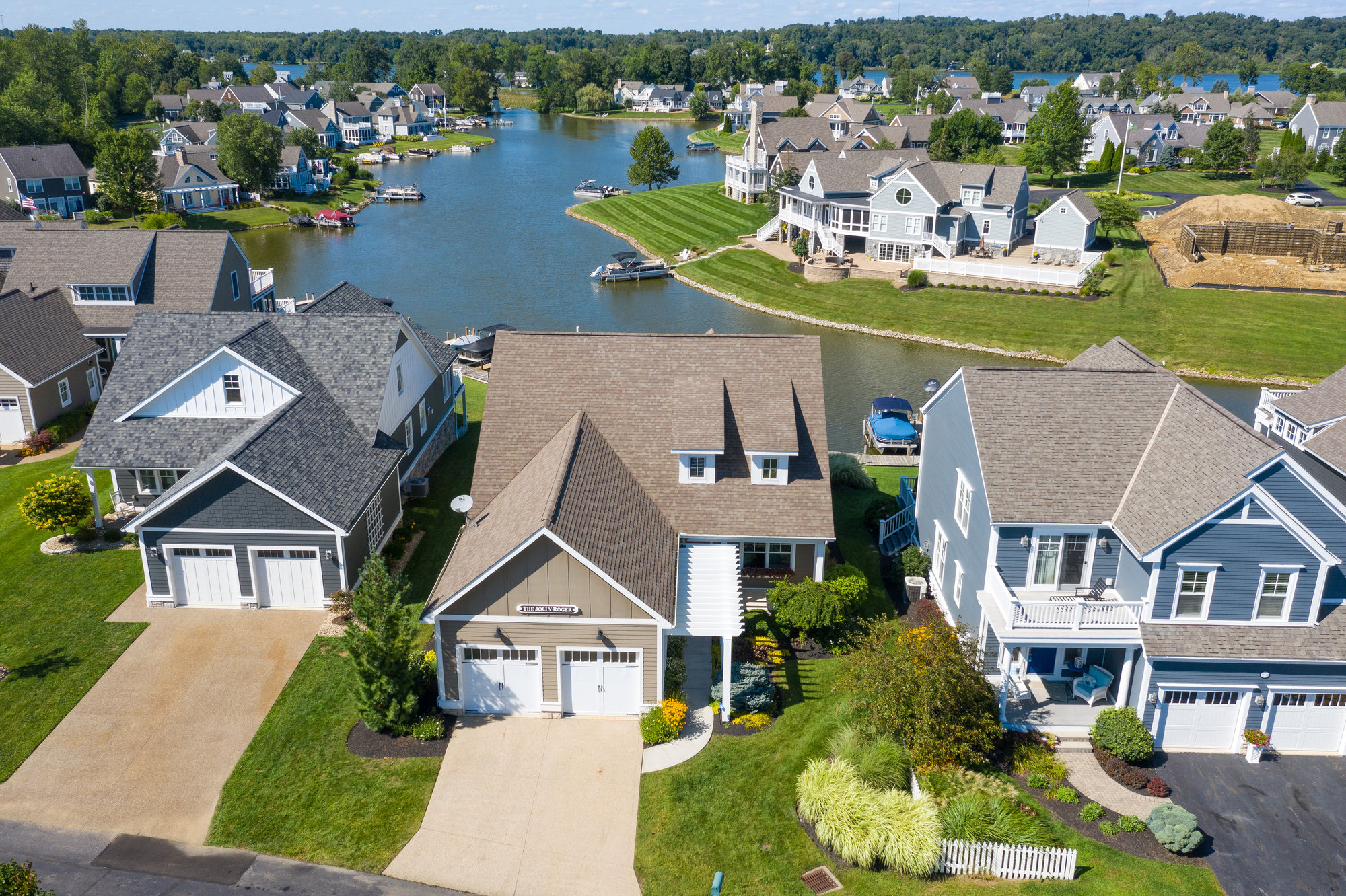 Aerial view of a residential neighborhood