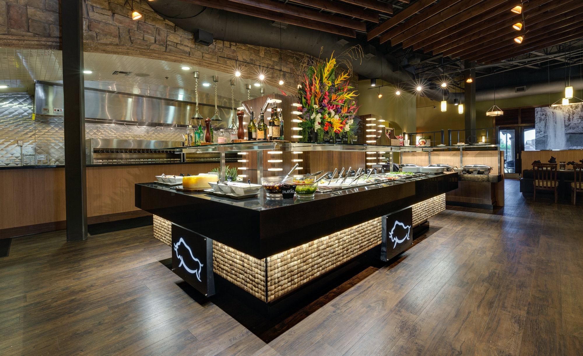 Restaurant buffet and serving counters